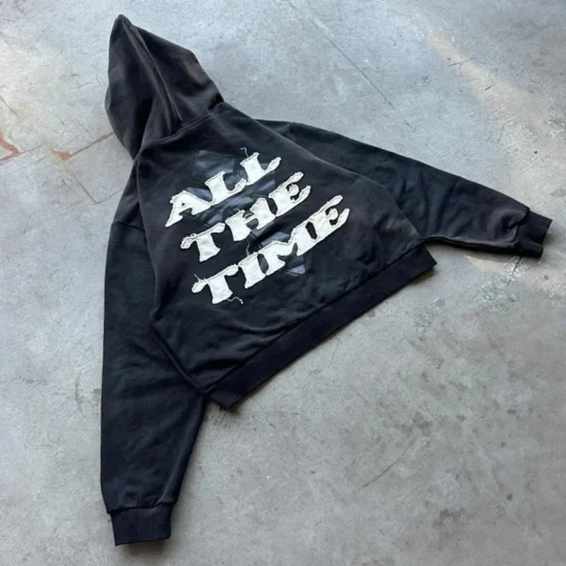 Men's Oversized Zip-Up Hoodie - Boxy Cut, Knit, Street Style-The Yellow Prime