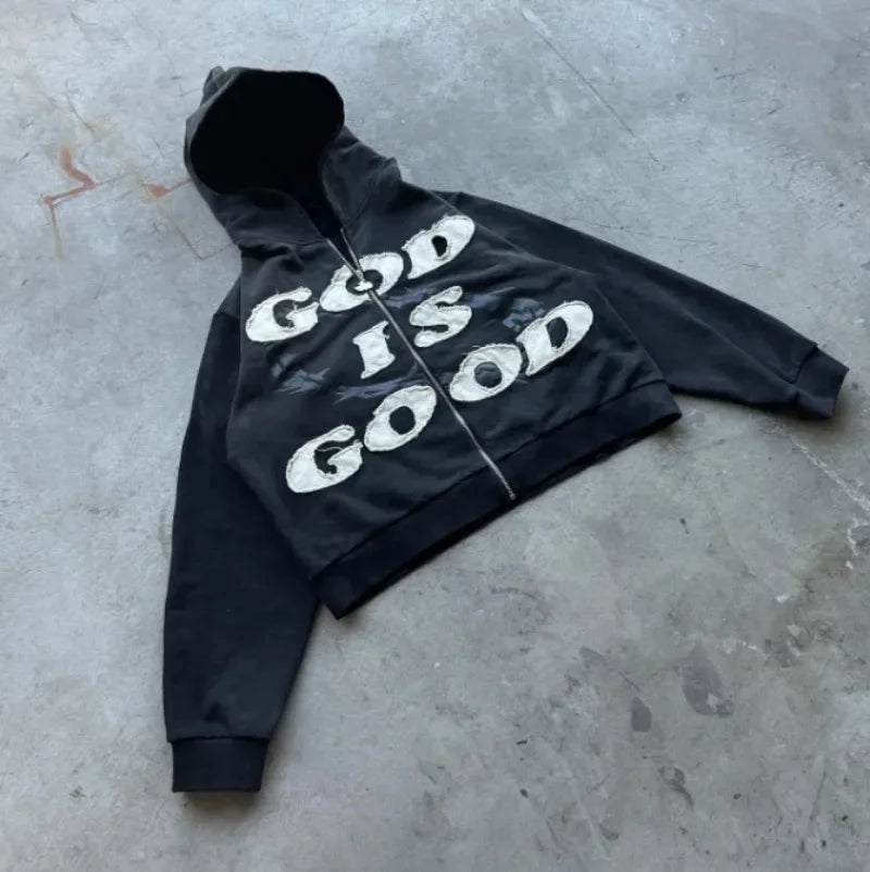 Men's Oversized Zip-Up Hoodie - Boxy Cut, Knit, Street Style-The Yellow Prime
