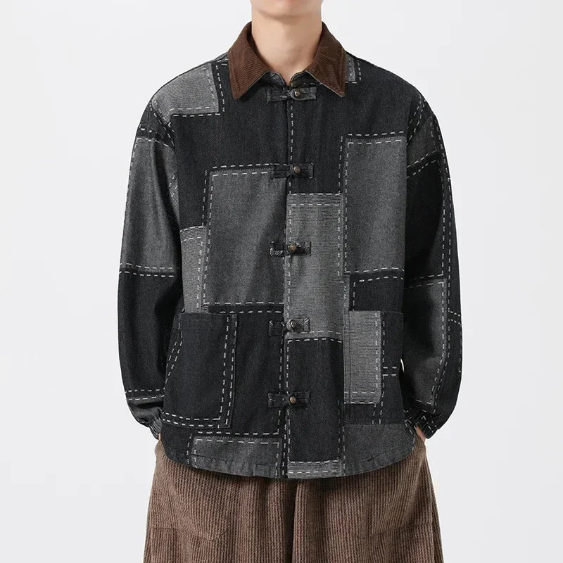 Men's Patchwork Denim Jacket - Thornhill Style-The Yellow Prime