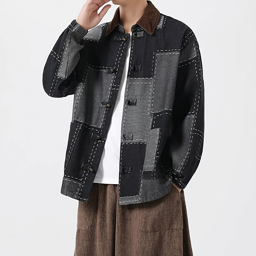 Men's Patchwork Denim Jacket - Thornhill Style-The Yellow Prime