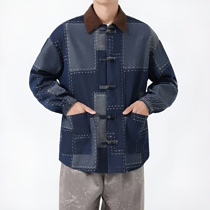 Men's Patchwork Denim Jacket - Thornhill Style-The Yellow Prime