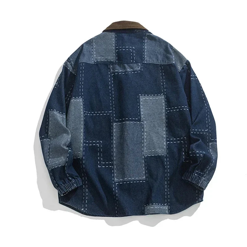 Men's Patchwork Denim Jacket - Thornhill Style-The Yellow Prime