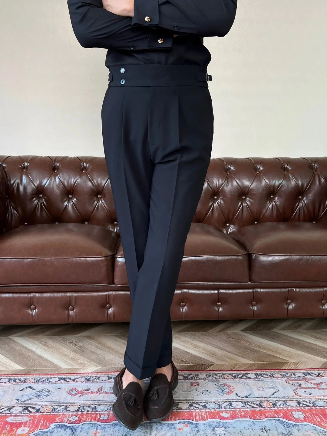 Edward | Men's Pleated Double Button Dress Trousers