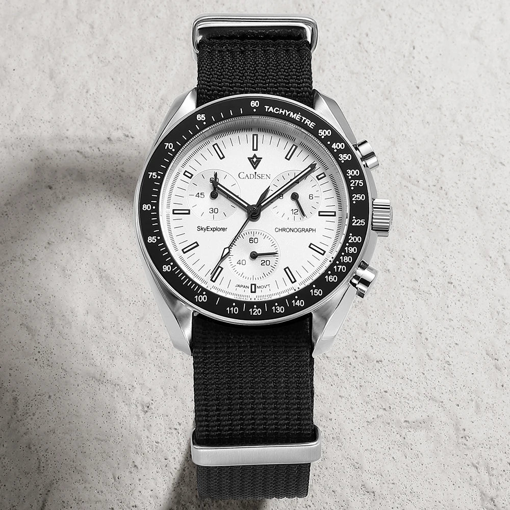 Men's Quartz Chronograph Canvas Watch with Sapphire Crystal-The Yellow Prime