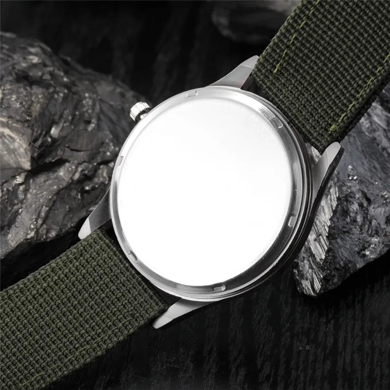 Men's Quartz Military Style Watch with Nylon Strap and Date Display-The Yellow Prime
