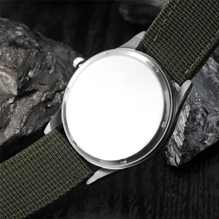 Men's Quartz Military Style Watch with Nylon Strap and Date Display-The Yellow Prime