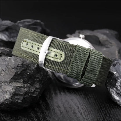 Men's Quartz Military Style Watch with Nylon Strap and Date Display-The Yellow Prime