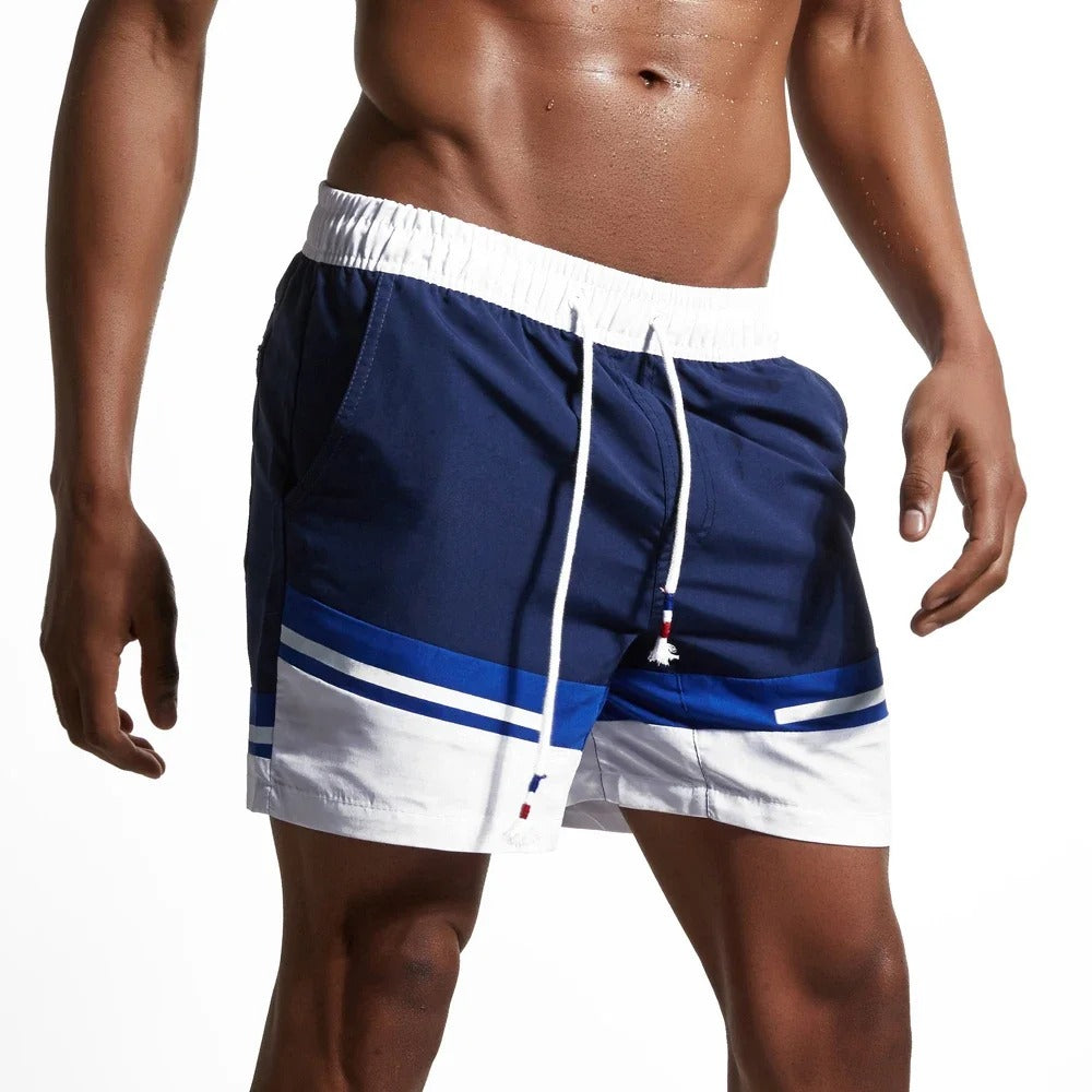 Men's Quick-Drying Color Block Patchwork Swim Shorts-The Yellow Prime