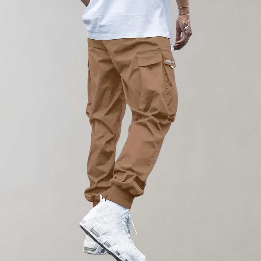 Men's Relaxed Fit Black Cargo Pants, Breathable Casual Trousers-The Yellow Prime