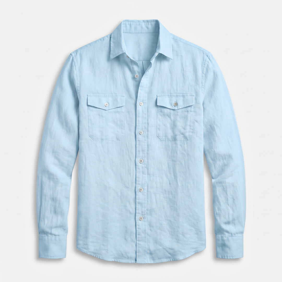 Men's Relaxed Fit Linen Overshirt-The Yellow Prime
