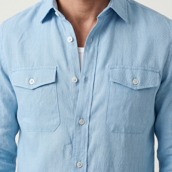 Men's Relaxed Fit Linen Overshirt-The Yellow Prime