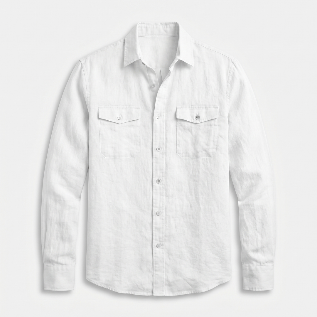 Men's Relaxed Fit Linen Overshirt-The Yellow Prime