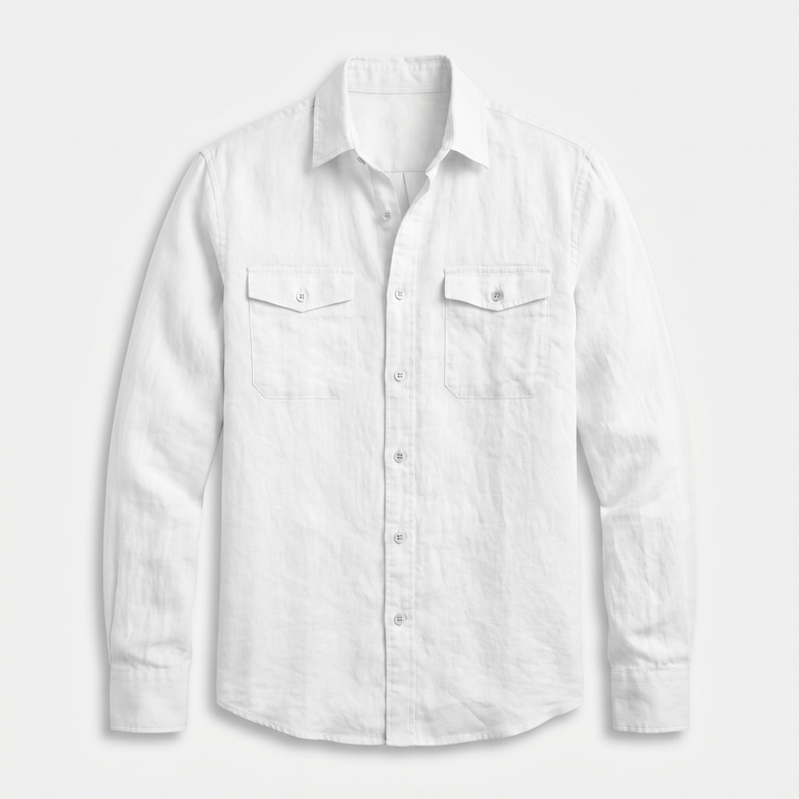 Men's Relaxed Fit Linen Overshirt-The Yellow Prime
