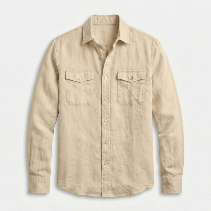 Men's Relaxed Fit Linen Overshirt-The Yellow Prime