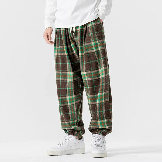 Men's Retro Plaid Joggers-The Yellow Prime