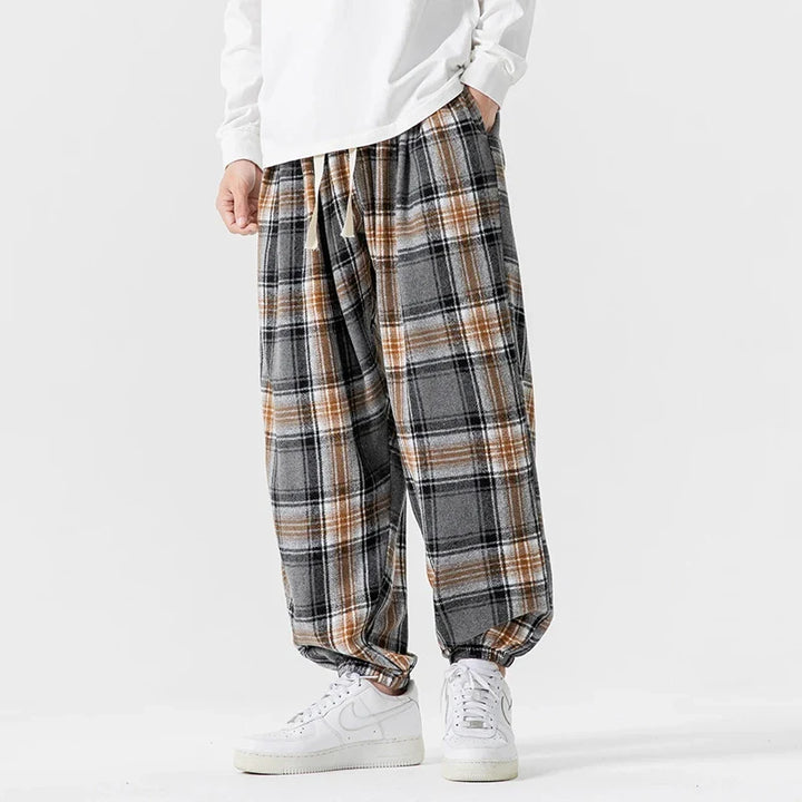 Men's Retro Plaid Joggers-The Yellow Prime