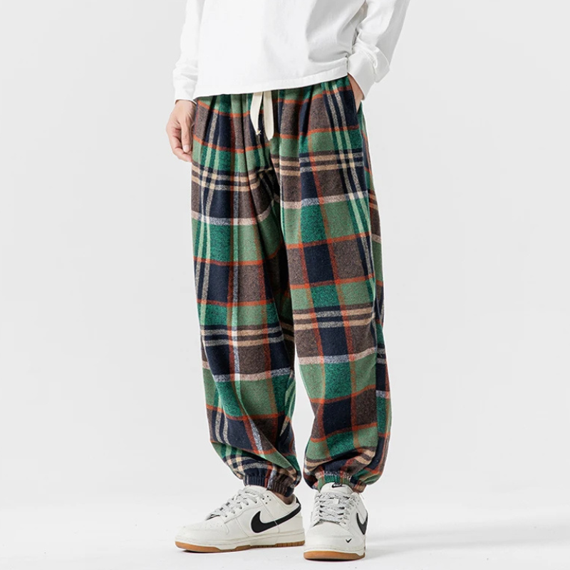 Men's Retro Plaid Joggers-The Yellow Prime