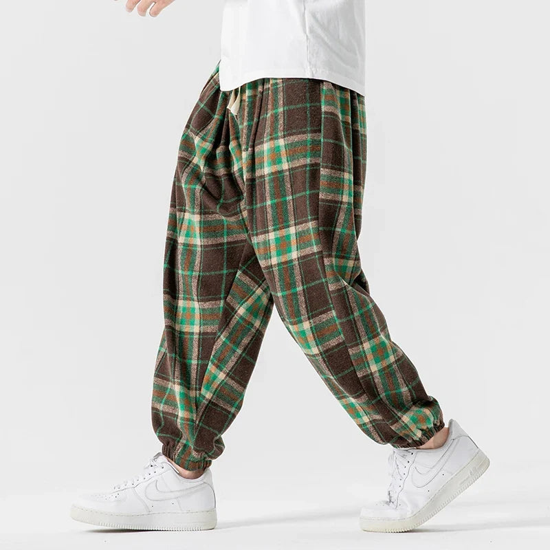 Men's Retro Plaid Joggers-The Yellow Prime