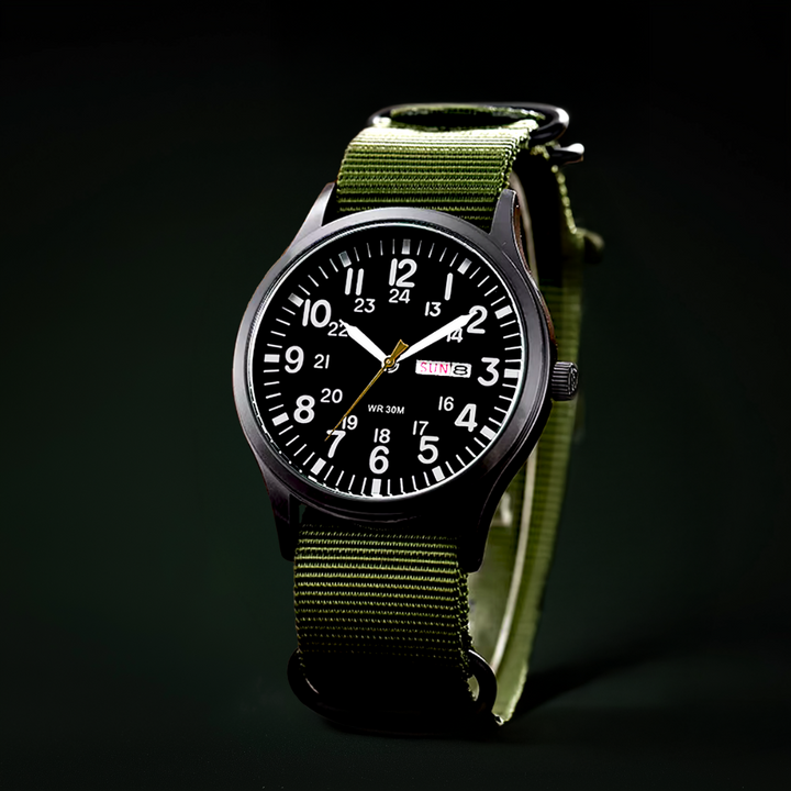Men's Rugged Outdoor Watch – Waterproof, Scratch-Resistant, Nylon Strap-The Yellow Prime
