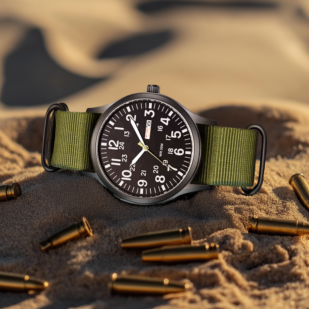 Men's Rugged Outdoor Watch – Waterproof, Scratch-Resistant, Nylon Strap-The Yellow Prime
