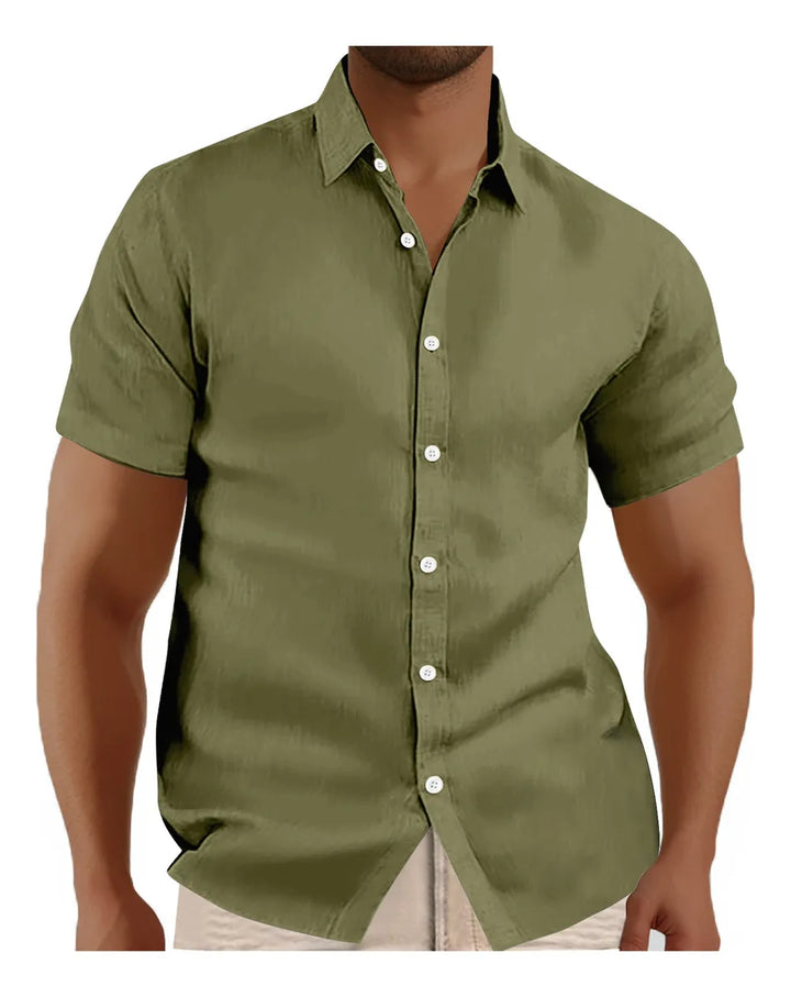 Men's Short Sleeve Casual Button-Up Shirt-The Yellow Prime