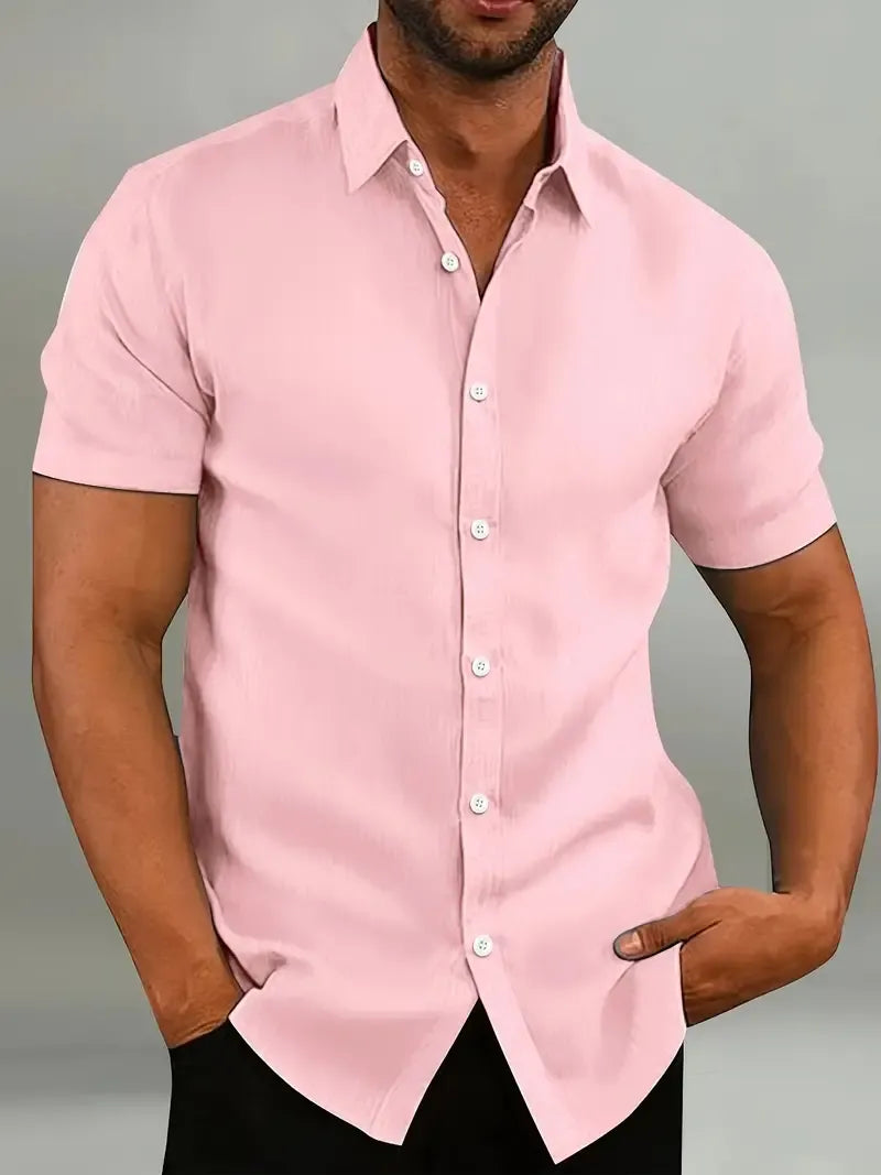 Men's Short Sleeve Casual Button-Up Shirt-The Yellow Prime