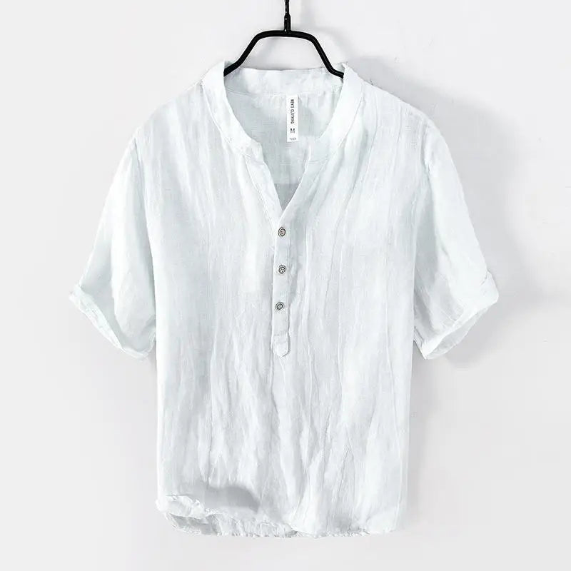 Men's Short Sleeve Linen Shirt - Cove Style-The Yellow Prime