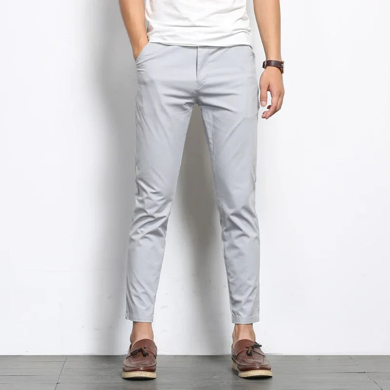Men's Slim Fit Cotton Dress Trousers-The Yellow Prime