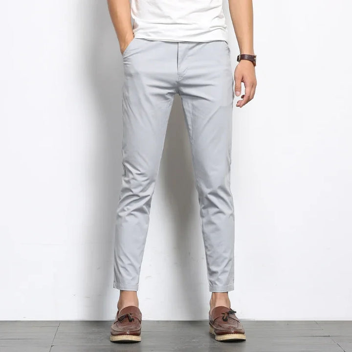 Men's Slim Fit Cotton Dress Trousers-The Yellow Prime