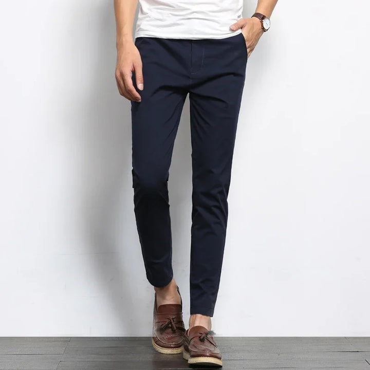 Men's Slim Fit Cotton Dress Trousers-The Yellow Prime