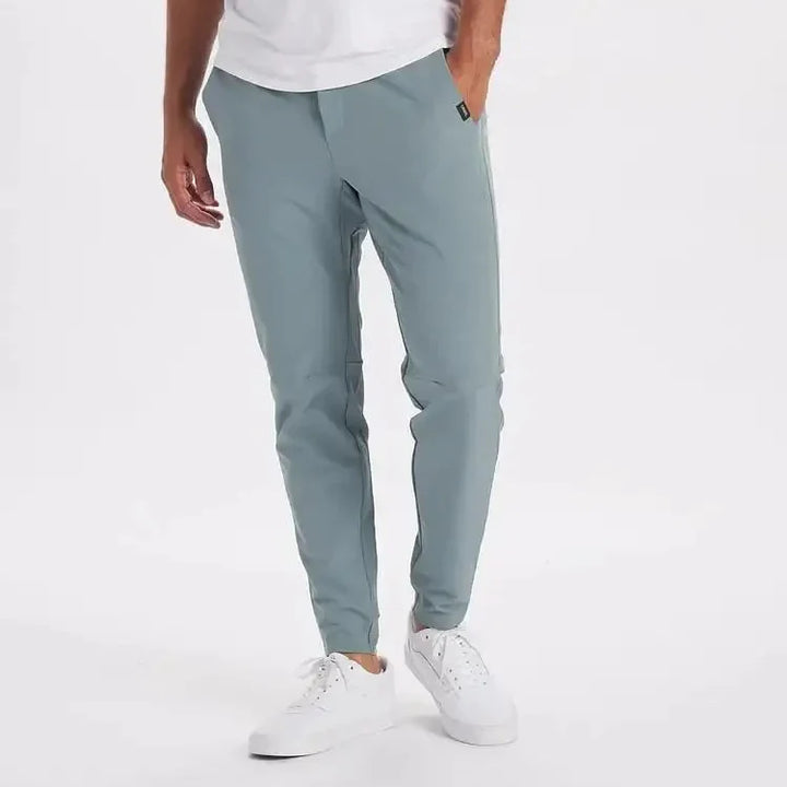 Men's Slim Fit Cuffed Hem Straight-Leg Trousers-The Yellow Prime