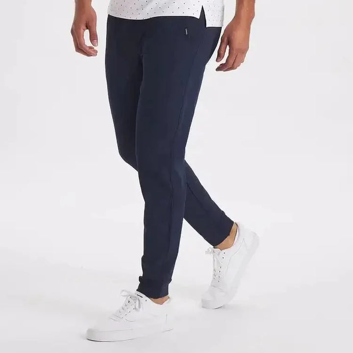 Men's Slim Fit Cuffed Hem Straight-Leg Trousers-The Yellow Prime