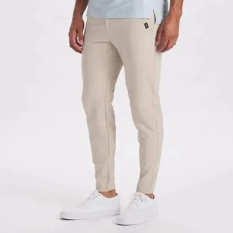 Men's Slim Fit Cuffed Hem Straight-Leg Trousers-The Yellow Prime