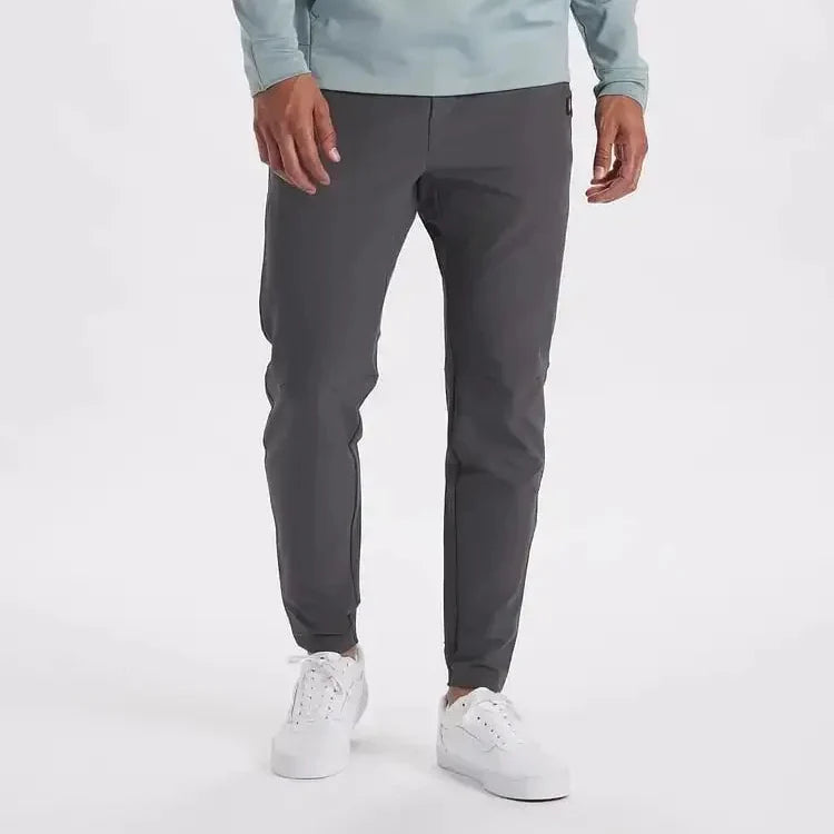 Men's Slim Fit Cuffed Hem Straight-Leg Trousers-The Yellow Prime