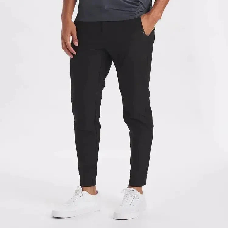 Men's Slim Fit Cuffed Hem Straight-Leg Trousers-The Yellow Prime