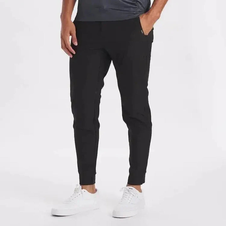 Men's Slim Fit Cuffed Hem Straight-Leg Trousers-The Yellow Prime