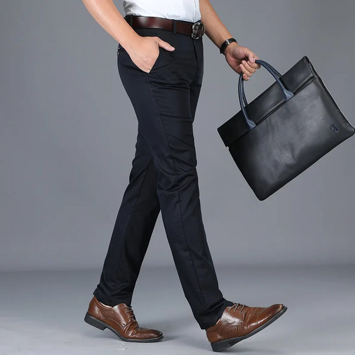 Men's Slim Fit Straight Leg Dress Trousers-The Yellow Prime