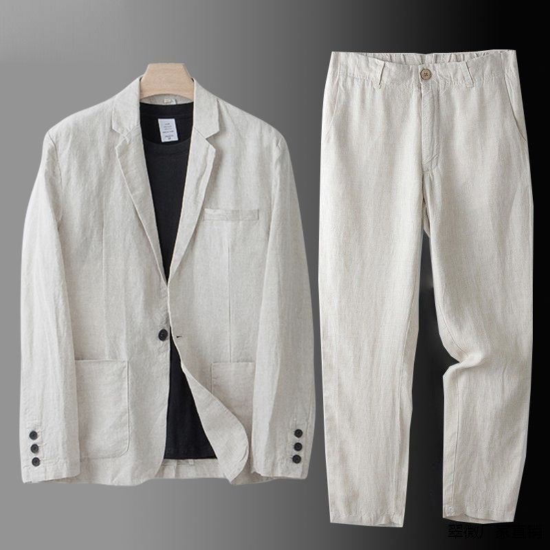 Men's Slim Fit Summer Suit – Lightweight Cotton and Hemp Blend-The Yellow Prime