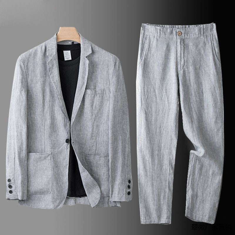 Men's Slim Fit Summer Suit – Lightweight Cotton and Hemp Blend-The Yellow Prime