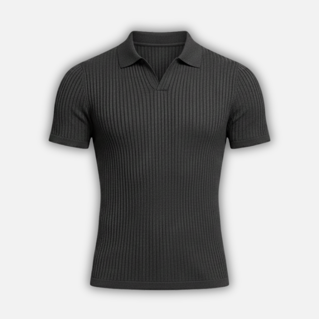 Men's Slim Fit V-Neck Polo Shirt-The Yellow Prime