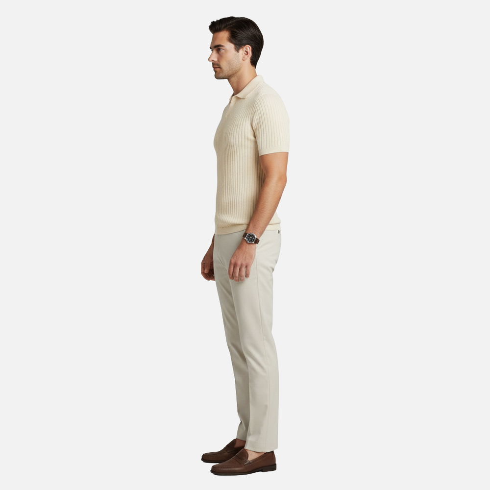 Men's Slim Fit V-Neck Polo Shirt-The Yellow Prime