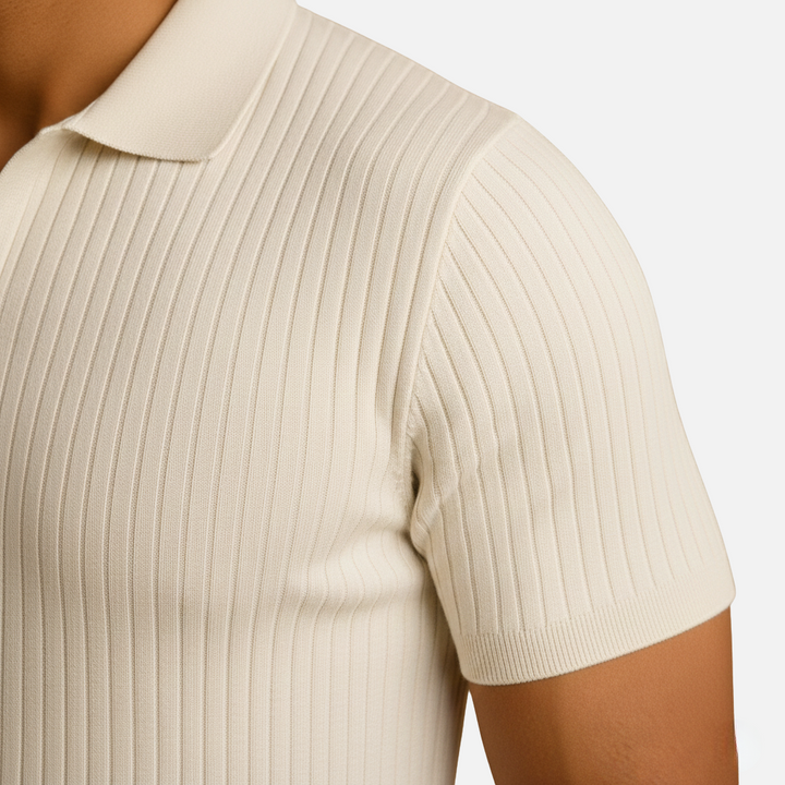 Men's Slim Fit V-Neck Polo Shirt-The Yellow Prime