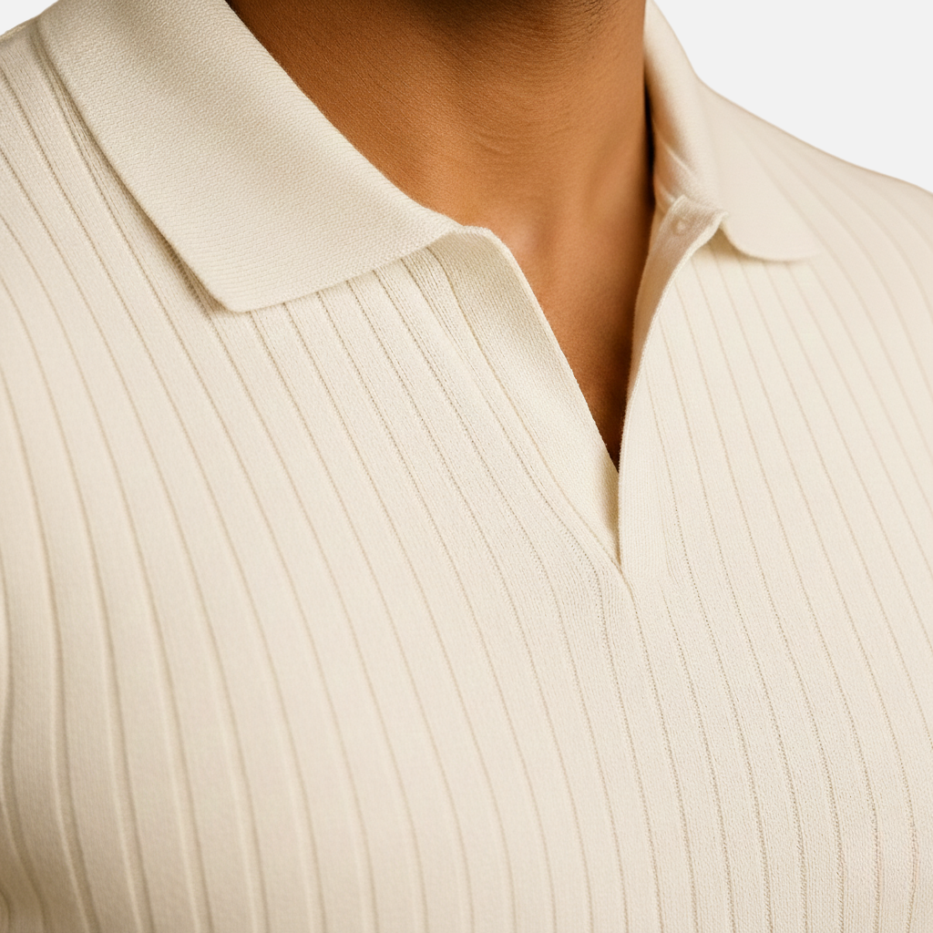Men's Slim Fit V-Neck Polo Shirt-The Yellow Prime