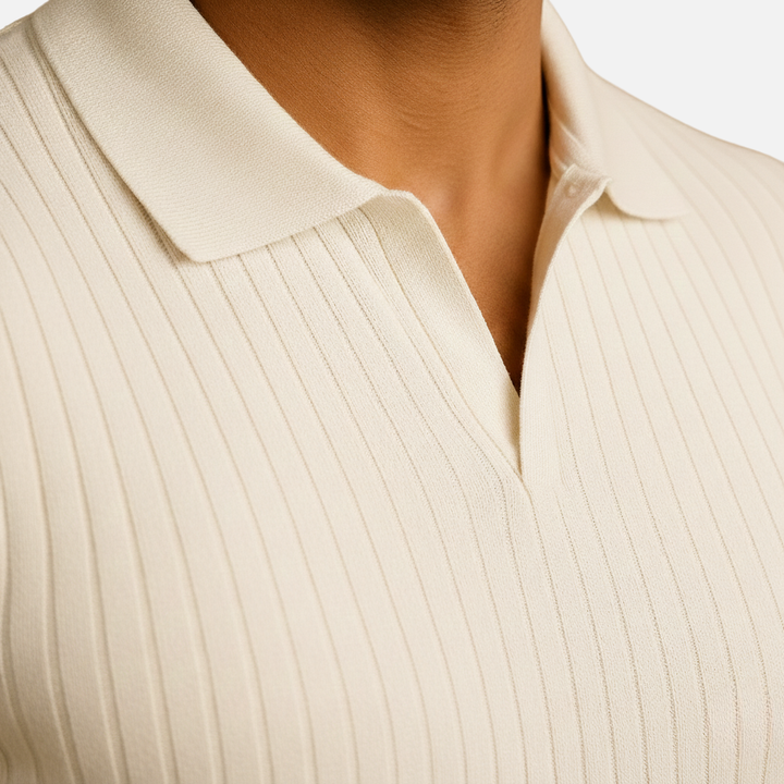 Men's Slim Fit V-Neck Polo Shirt-The Yellow Prime