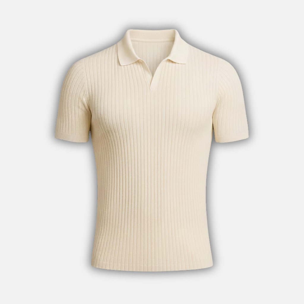 Men's Slim Fit V-Neck Polo Shirt-The Yellow Prime