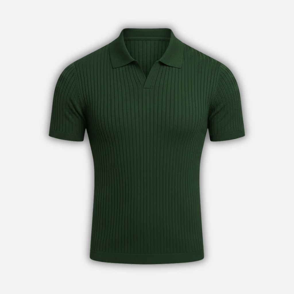 Men's Slim Fit V-Neck Polo Shirt-The Yellow Prime