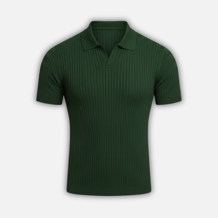 Men's Slim Fit V-Neck Polo Shirt-The Yellow Prime