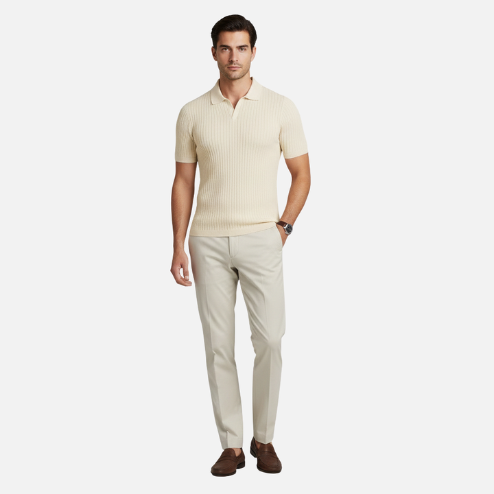 Men's Slim Fit V-Neck Polo Shirt-The Yellow Prime