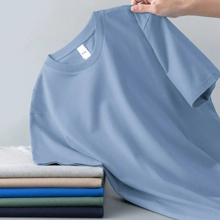Men's Solid Color 100% Cotton Short-Sleeve T-Shirt for Summer-The Yellow Prime