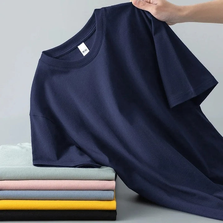 Men's Solid Color 100% Cotton Short-Sleeve T-Shirt for Summer-The Yellow Prime